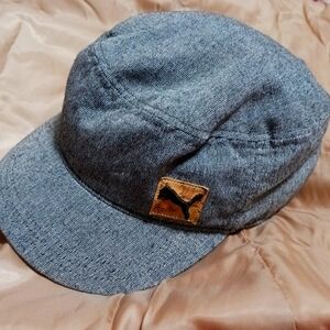 Puma Newsboy Cabbie Hat Black Heathered Puma Logo Wool Blend